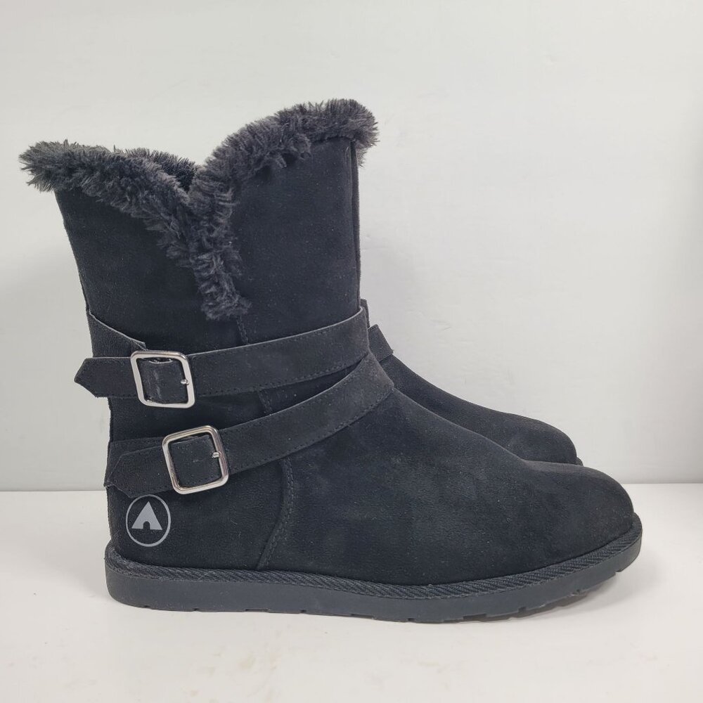 Airwalk Women's Black Faux Suede Fur-Lined Winter Boots US Size 11